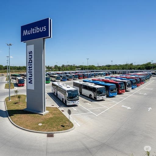 Estacionamento Multibus - Frota de autocarros estacionados